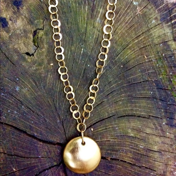 Jewelry - VINTAGE RUNWAY CHUNKY MEDALLION Gold Vermeil Sterling Round Pendant Neck…